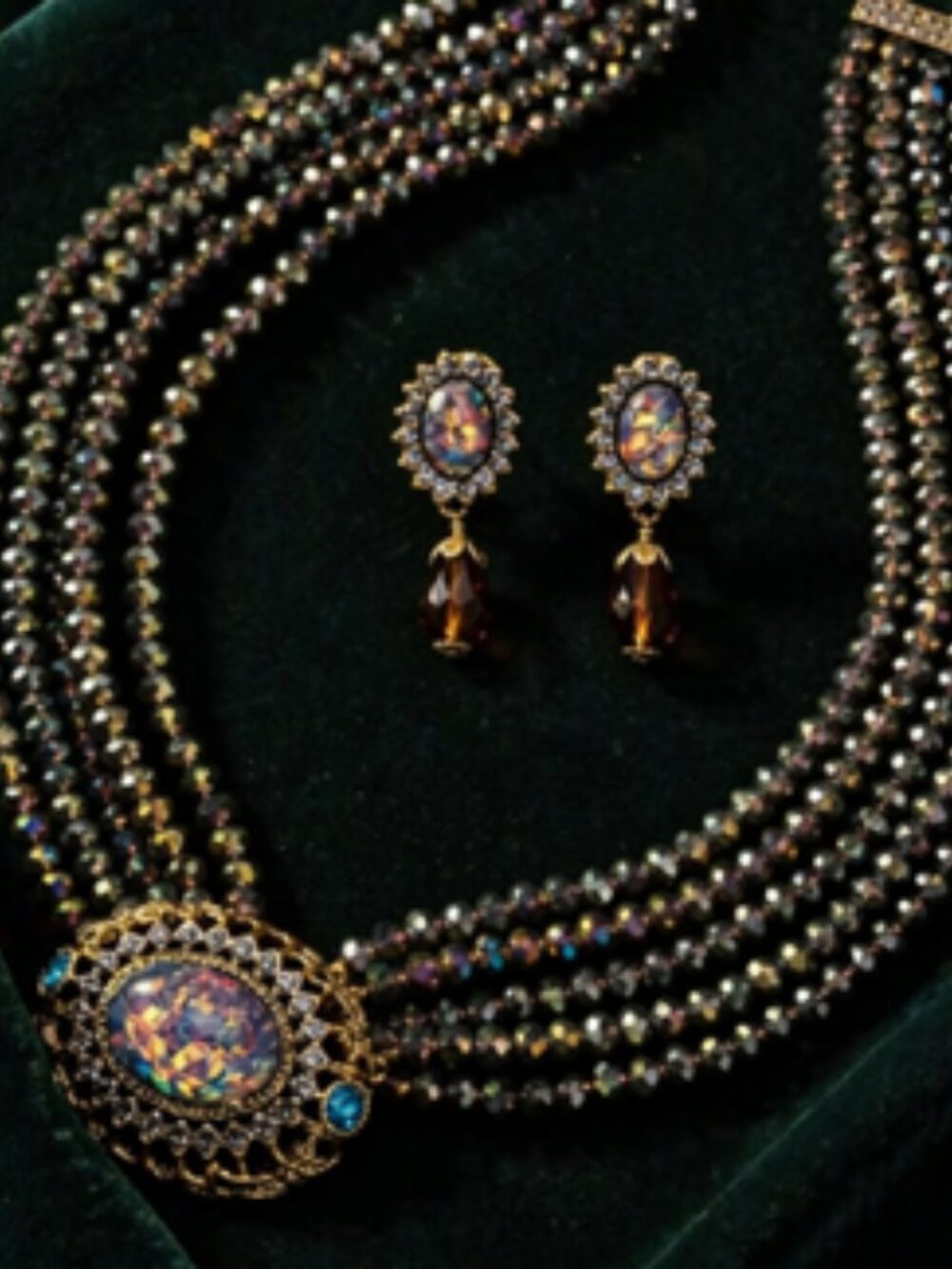 💎Royal Amethyst Crystal Statement Necklace and Earring Set - Picture 7 of 7